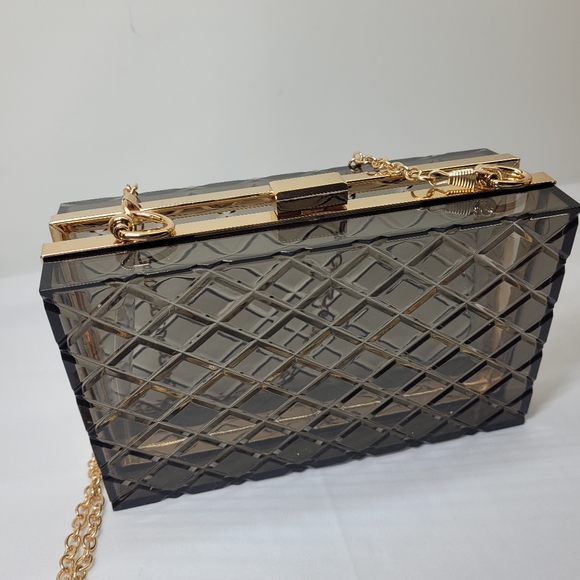 Acrilic Transparent Gold Star Evening Bag Purses Clutch Banquet Handbag - Picture 5 of 16